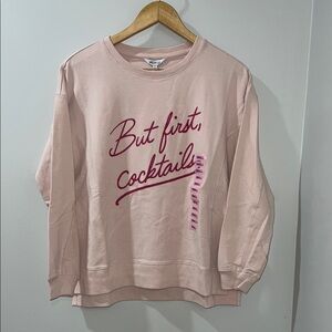 Wildfox “But First Cocktail “ Pink Graphic Women's Sweater